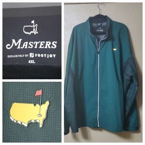 Masters FootJoy Size 4X Zip Up Rain Jacket With Hood NEW Golf Green Black